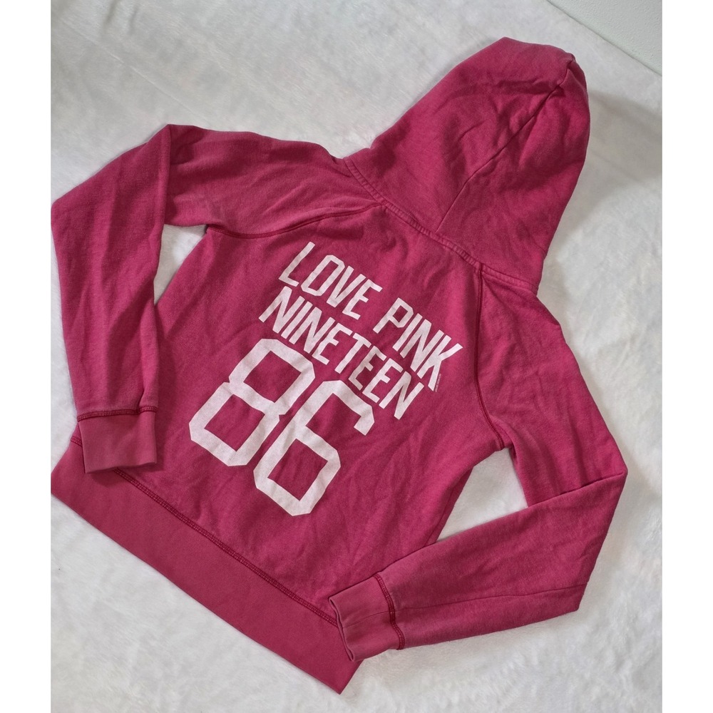 Victoria's secret PINK Vintage Y2K Small Spellout Dog Logo Pink Zip Sweatshirt